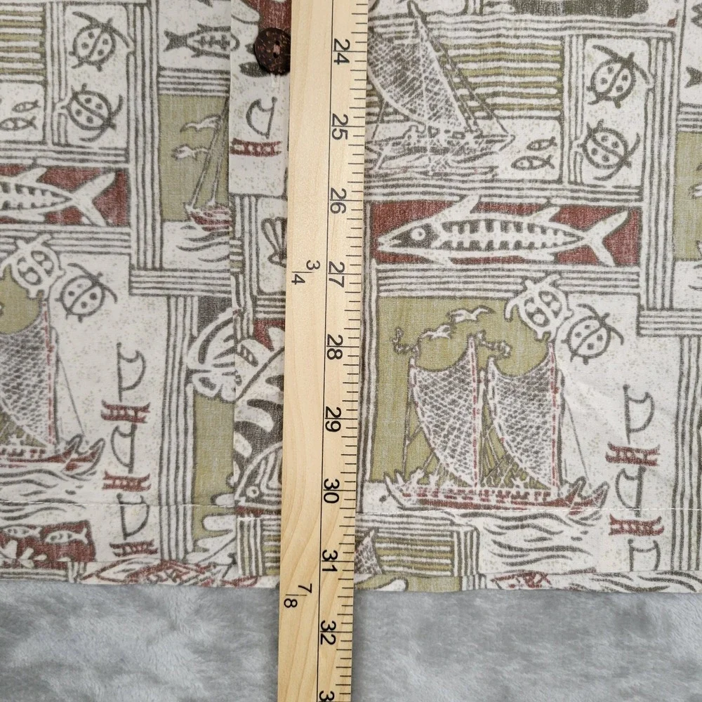 Kahala Mens 2XL Short Sleeve Button-Up Turtle Fish Boat Geometric Hawaiian Shirt